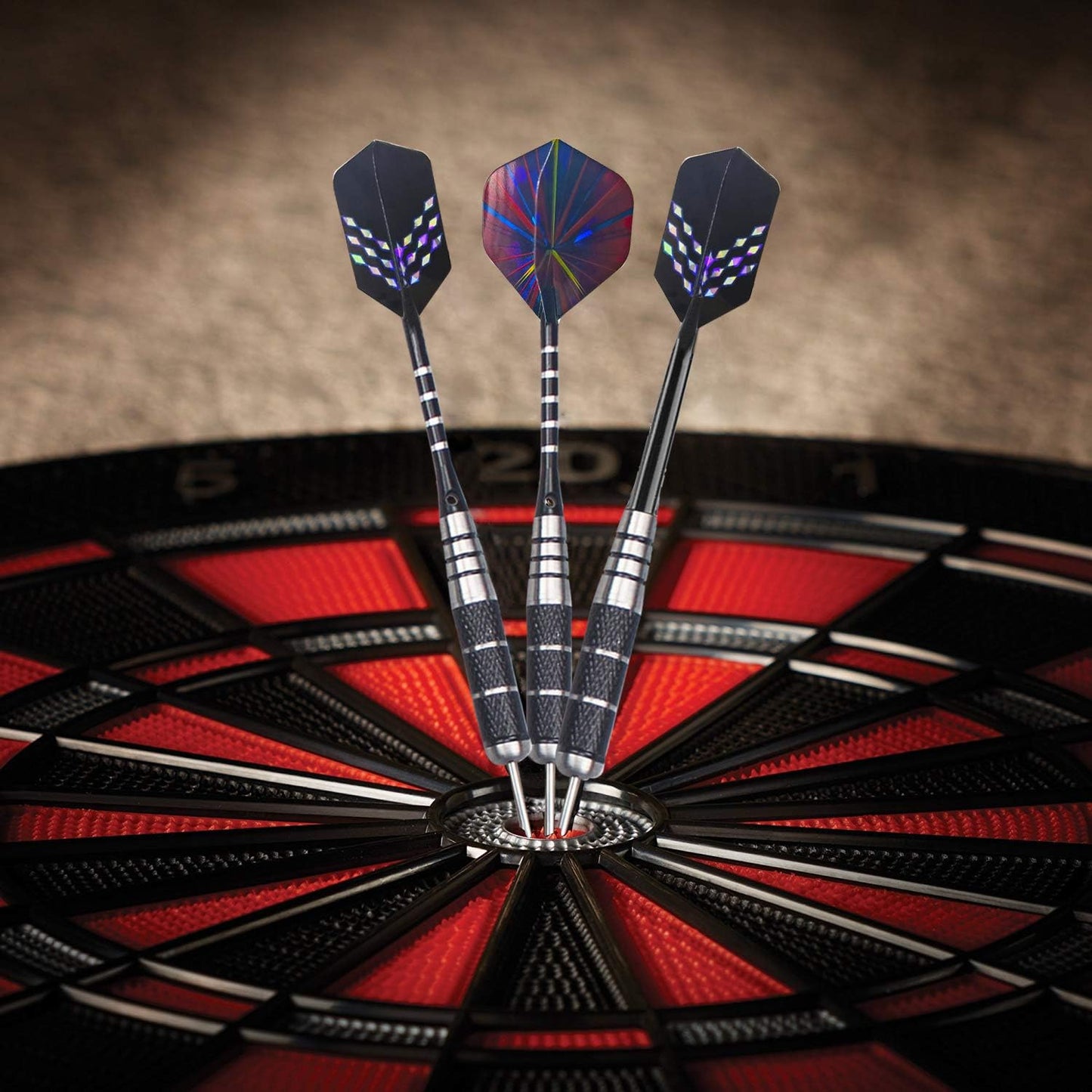 Steel Tip Darts Set 12 Pack 22 Grams with Nonslip Iron Barrel Aluminum Dart Shafts 2 Style Flights and Darts Sharpener, Gift Box