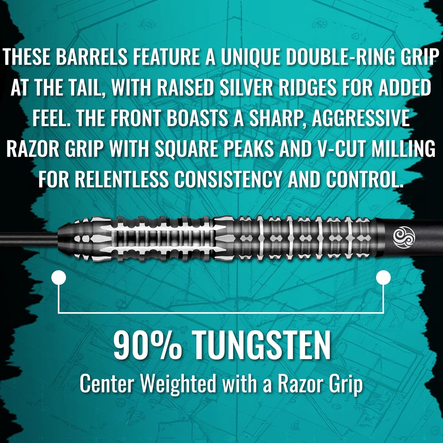 Gnarly Shredda Steel Tip Dart Set-90% Tungsten Dart Barrels, Centre Weighted, Professional Darts for Bristle Dartboard