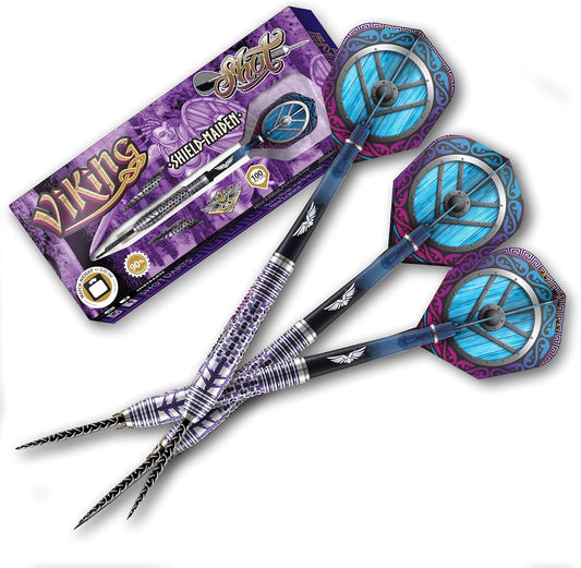 Darts Viking Shield Maiden Steel Tip Dart Set Front Weighted 90% Tungsten Barrels