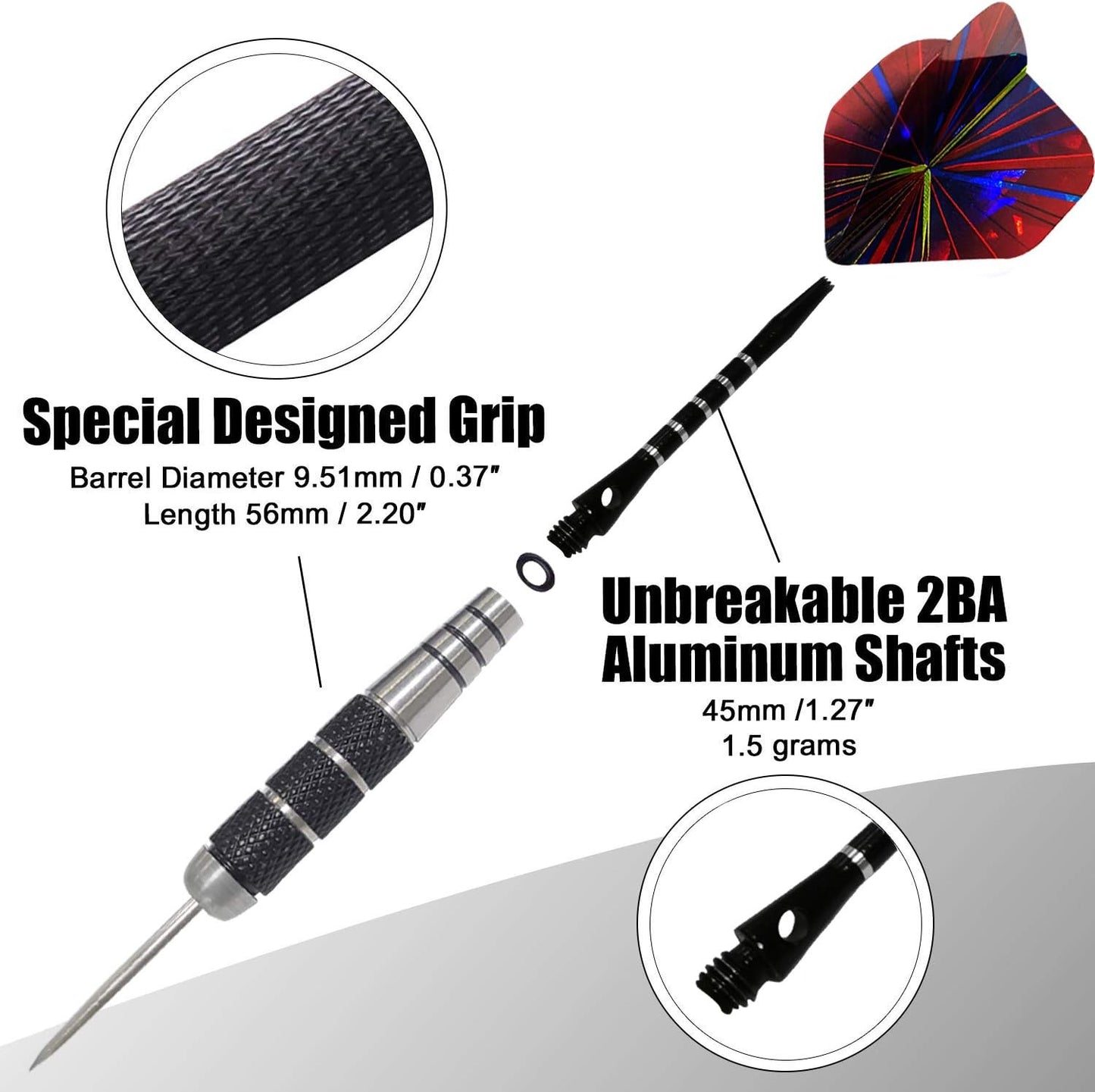 Steel Tip Darts Set 12 Pack 22 Grams with Nonslip Iron Barrel Aluminum Dart Shafts 2 Style Flights and Darts Sharpener, Gift Box