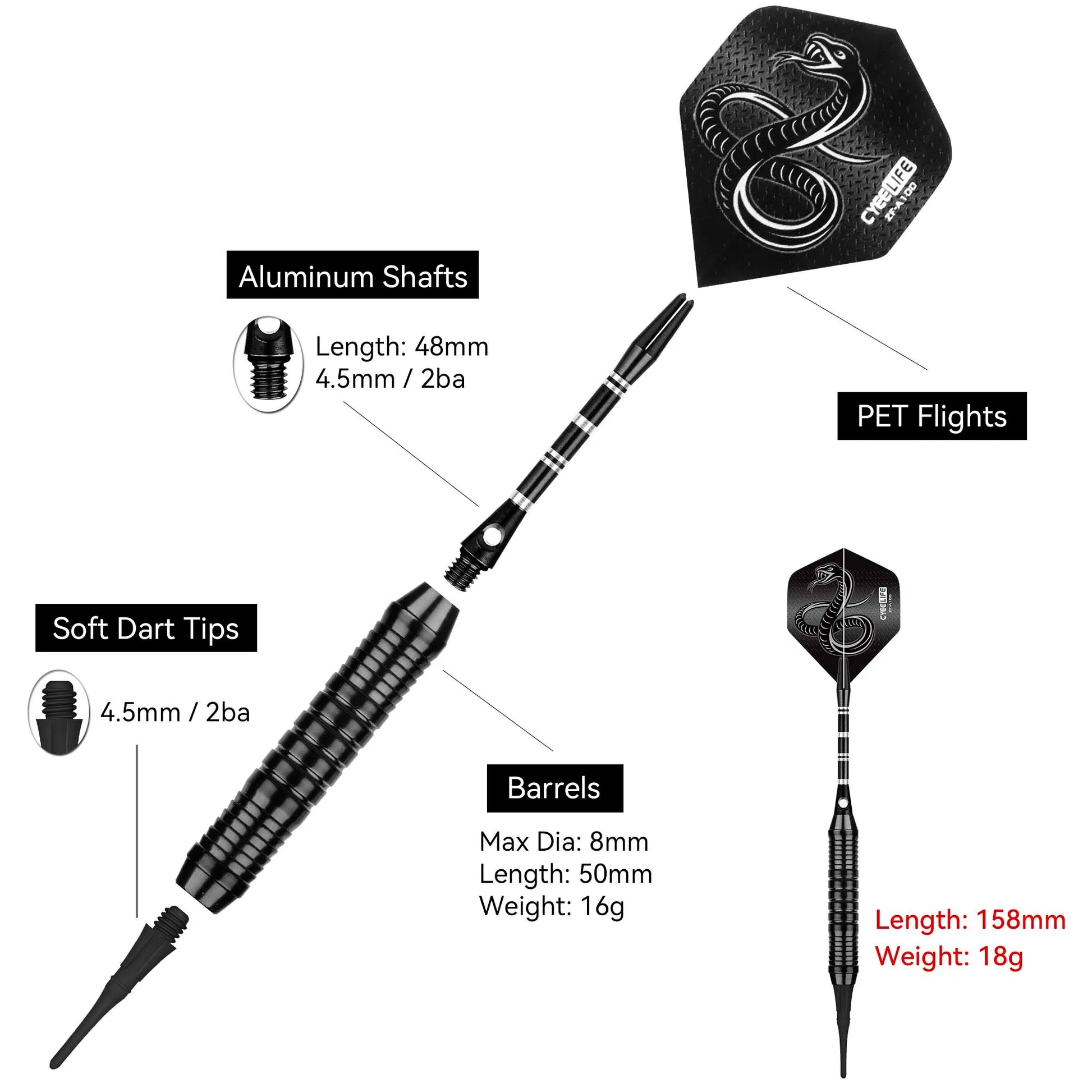 18G Soft Dart Aluminum Pole Fall Resistant Safety Professional Competition Family Bar Entertainment Dart Board