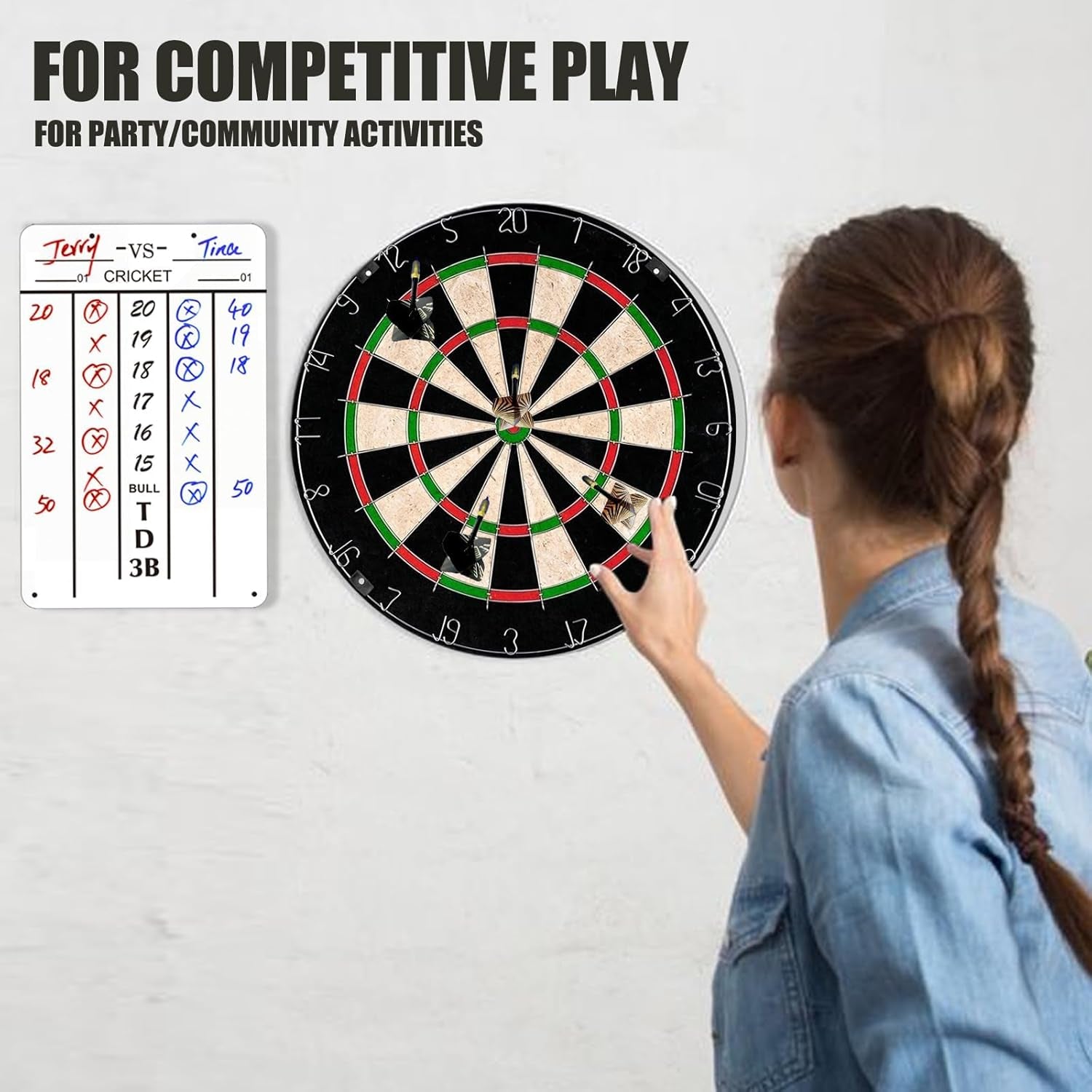Regulation Bristle Dart Board Set: 45' High-Grade Compressed Sisal Dart Boards for Adults W/Print Numbers & Staple-Free Bullseye, Dartboard Set for Family Party/Room/Bar/Garage