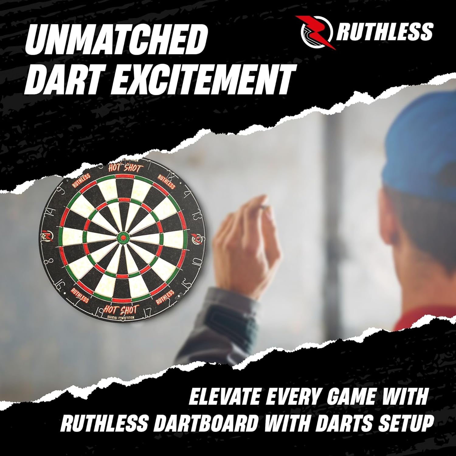 Hot Shot Dart Board | Endurance round Wire Sisal Dartboard Set Including 2 Sets of Steel Tip Darts