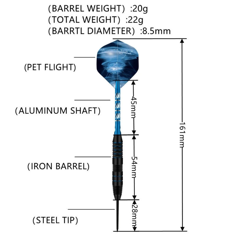 YD61 Steel Tip Darts, Professional 22 Grams Metal Dart Set Premium Aluminum Shaft,Flight Protector Dart Board Kit Accessories