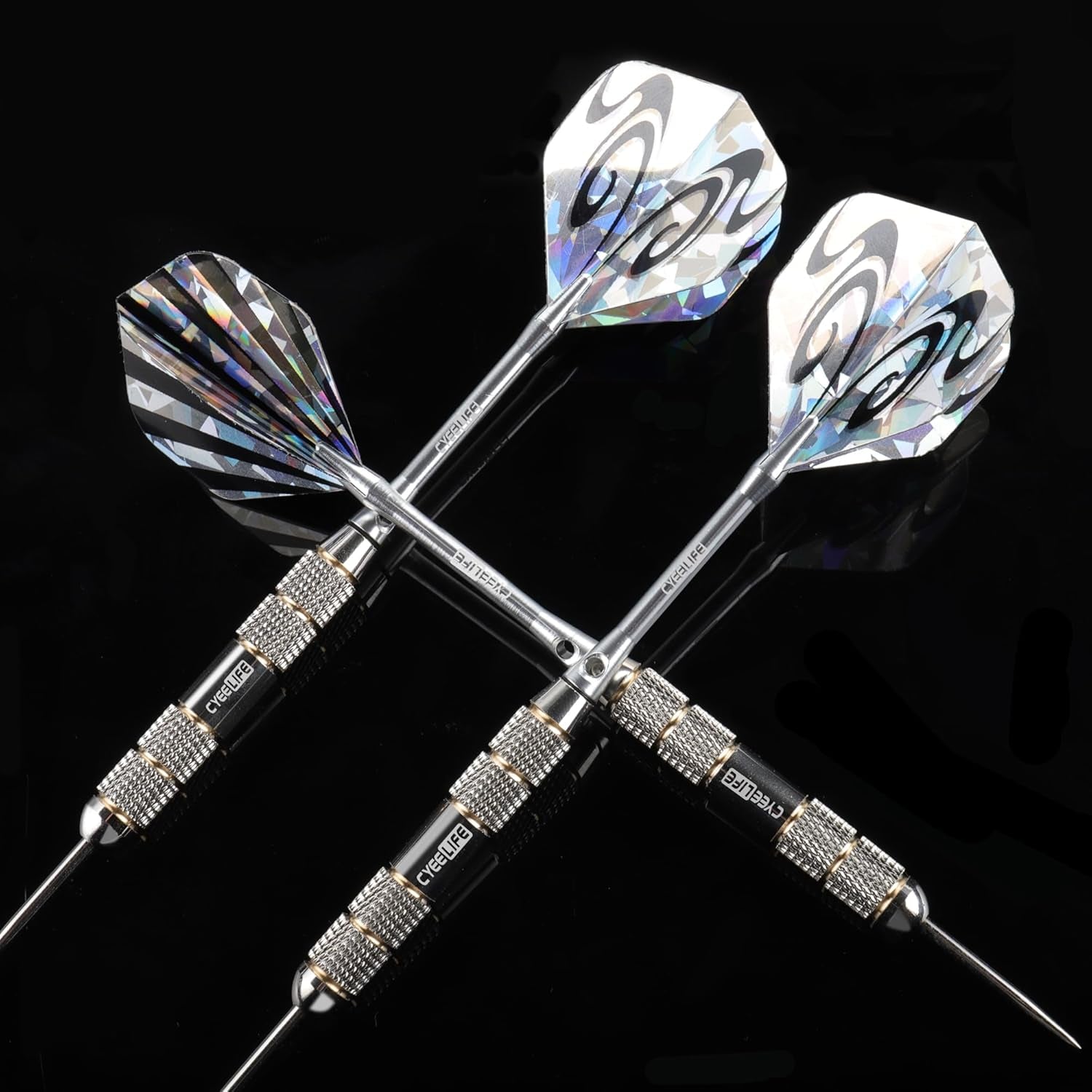 3 Pack Steel Tip Darts Set,Professional Dart with 6Pcs Darts Stems + 6Pcs Dart Flights + 1Pcs Dart Sharpener Tool for Dart Board