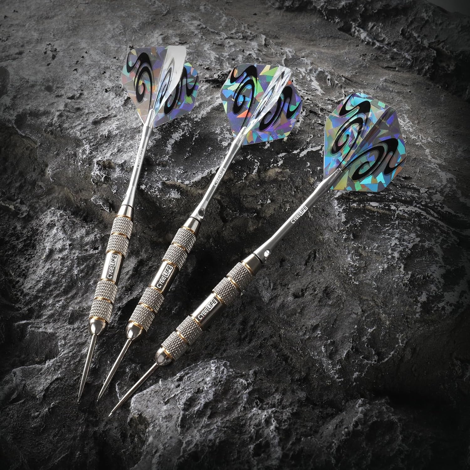 3 Pack Steel Tip Darts Set,Professional Dart with 6Pcs Darts Stems + 6Pcs Dart Flights + 1Pcs Dart Sharpener Tool for Dart Board