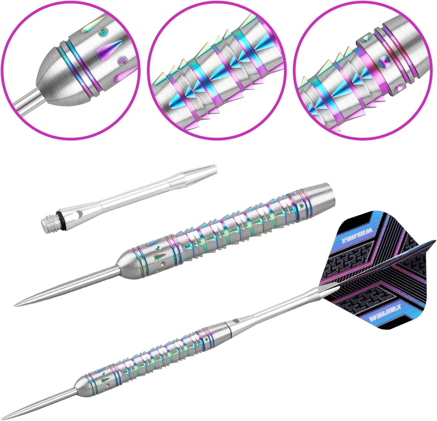 Darts Tungsten Darts Steel Tip Darts Set (20G, 22G, 23G, 24G, 26G, 28G) - 3PCS Razor Edge Darts Set Professional Darts with Accessories, Including 3 Extra Flights