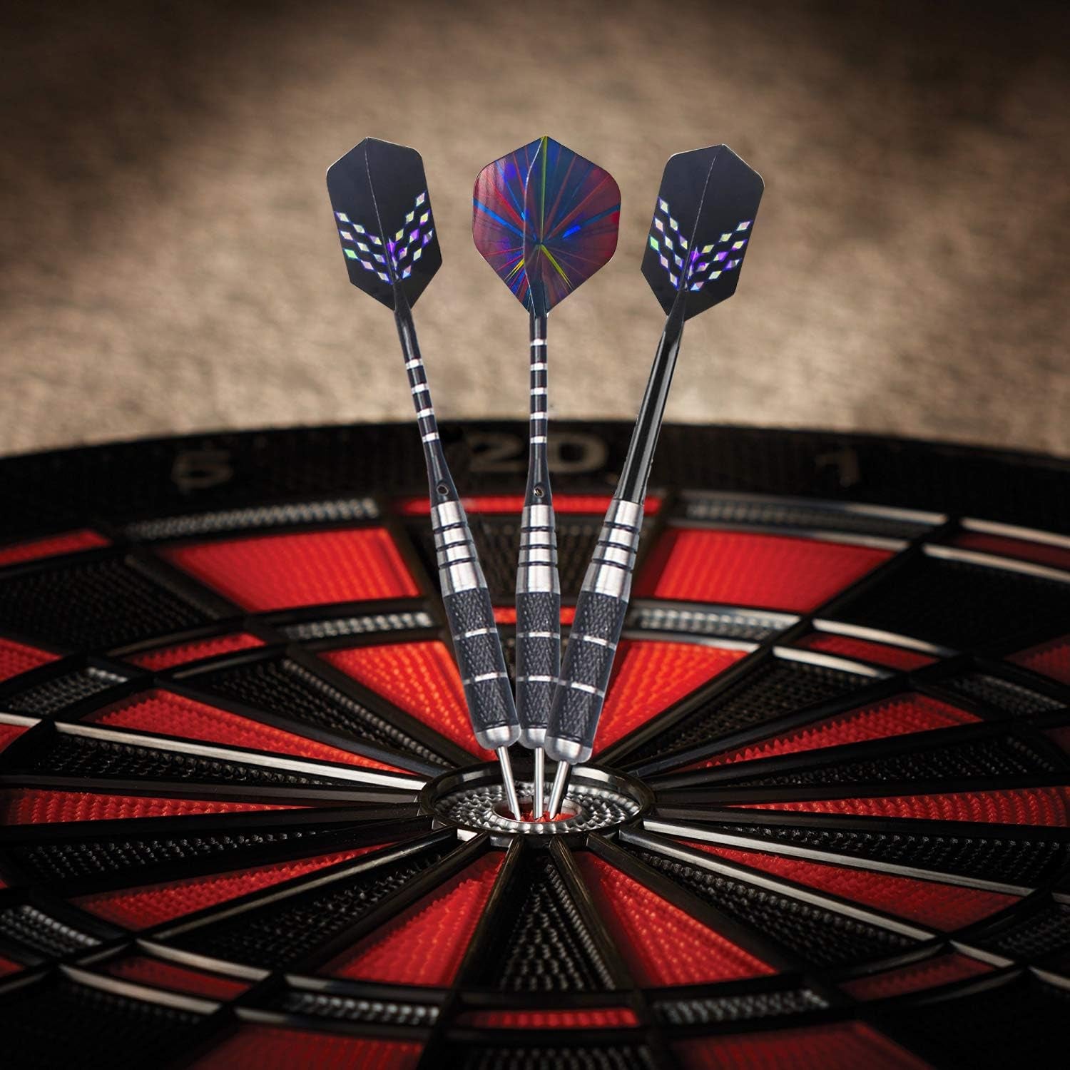 Steel Tip Darts Set 12 Pack 22 Grams with Nonslip Iron Barrel Aluminum Dart Shafts 2 Style Flights and Darts Sharpener, Gift Box