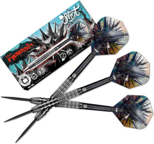 Gnarly Rippah Steel Tip Dart Set-90% Tungsten Dart Barrels, Front Weighted, Professional Darts for Bristle Dartboard