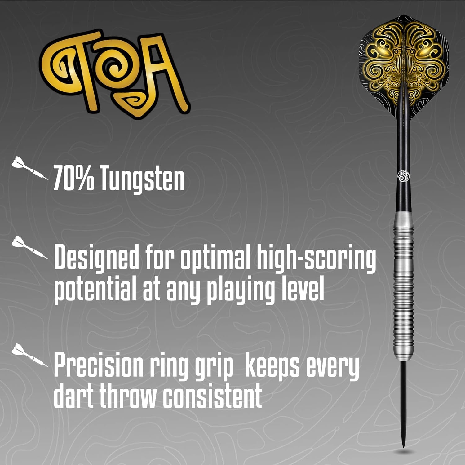 Shot Darts Steel Tip, TOA (23G / 24G) 70% Tungsten Barrels Pro Throwing Darts for Maximum Aerodynamics Handcrafted Professional Dart Set and Flights Made in New Zealand Metal Tip Bar Darts for Adults