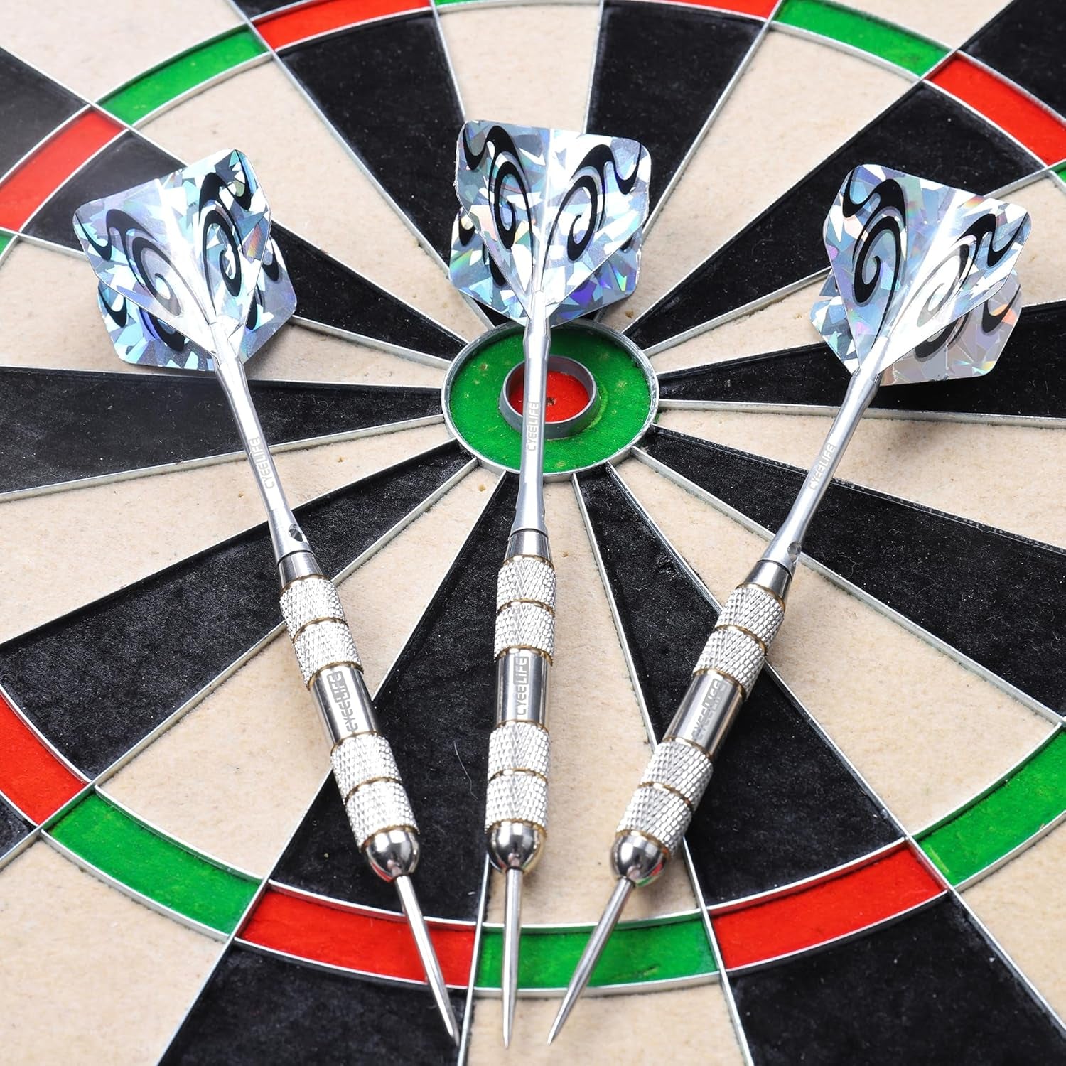 3 Pack Steel Tip Darts Set,Professional Dart with 6Pcs Darts Stems + 6Pcs Dart Flights + 1Pcs Dart Sharpener Tool for Dart Board