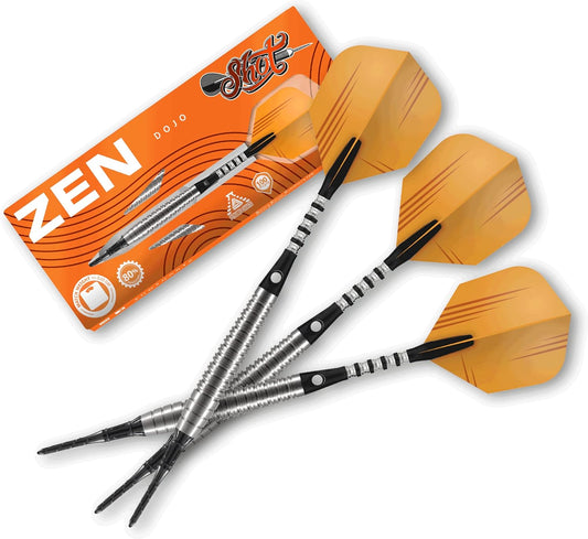 Darts Zen Dojo-Soft Tip Dart Set-Front Weighted-80% Tungsten Barrels