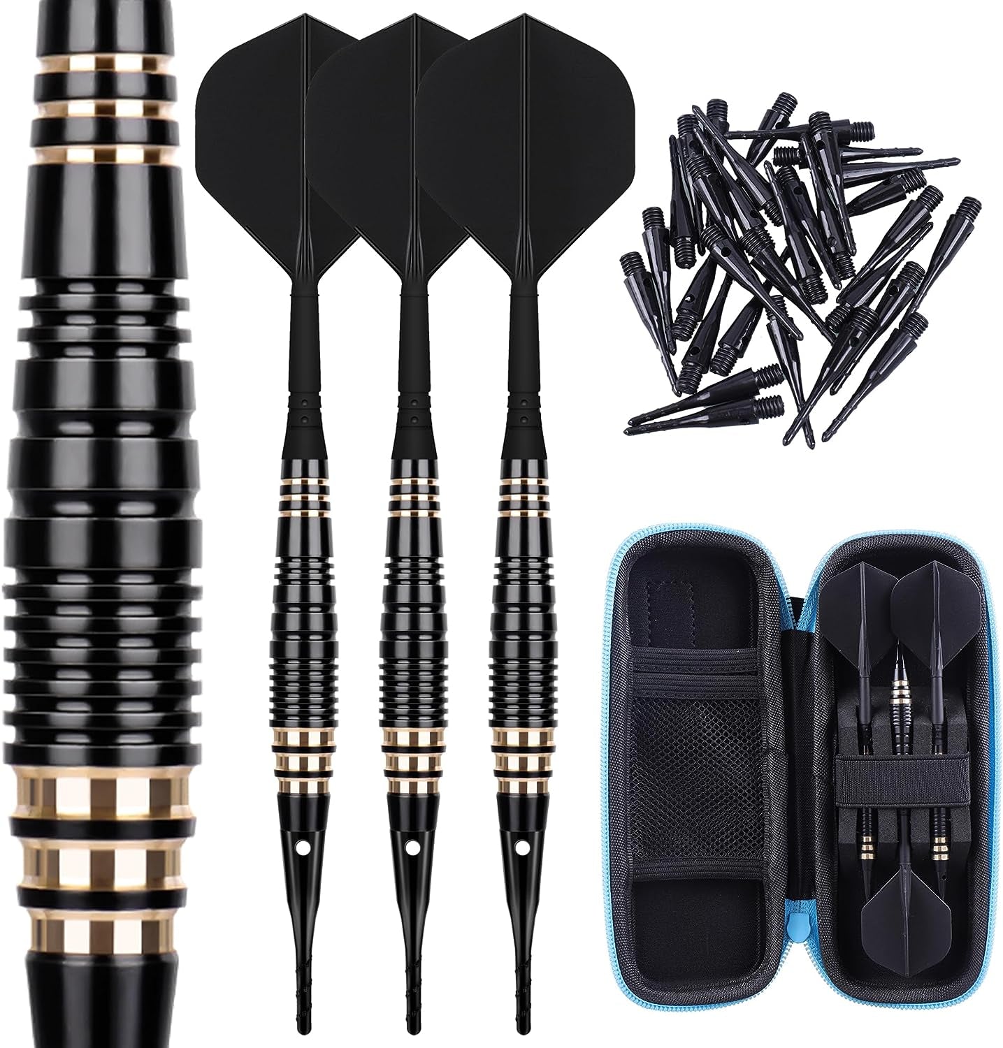 Professional Soft Tip Darts Set 18 Grams with 30 Extra Dart Tips and Gift Storage Box,Darts Plastic Tip