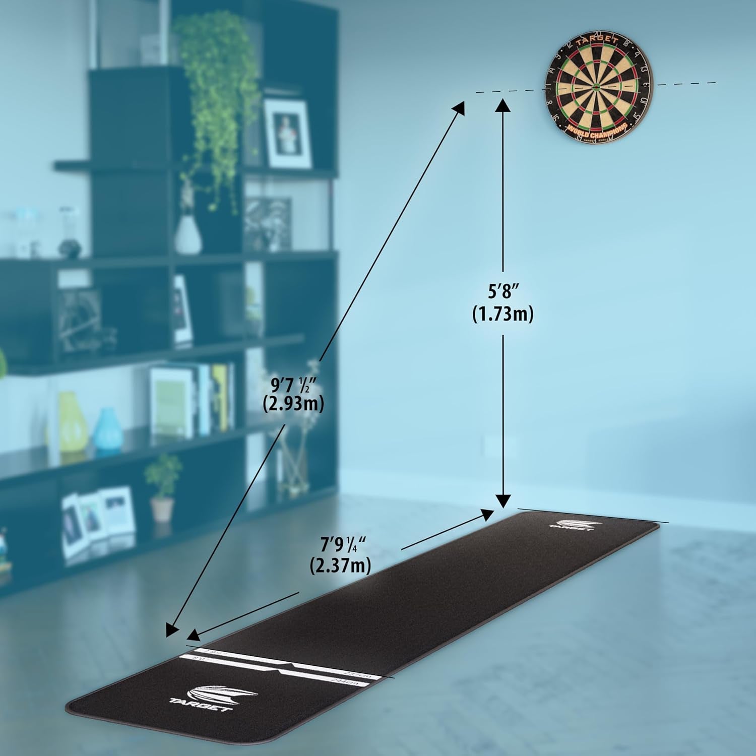 Darts World Championship Dartboard Bundles | World Championship Dartboard | Dart Board and Arc Light System | Dart Bard and Full Length Darts Oche Mat | 3 Bundle Options