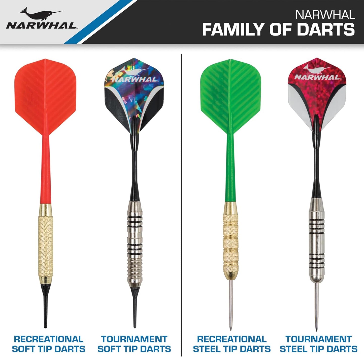 Tournament Soft Tip Darts (5.5 In. - 18G) with Nickel Barrell for Electronic Dart Boards, Includes Deluxe Storage Case, 3 Pack