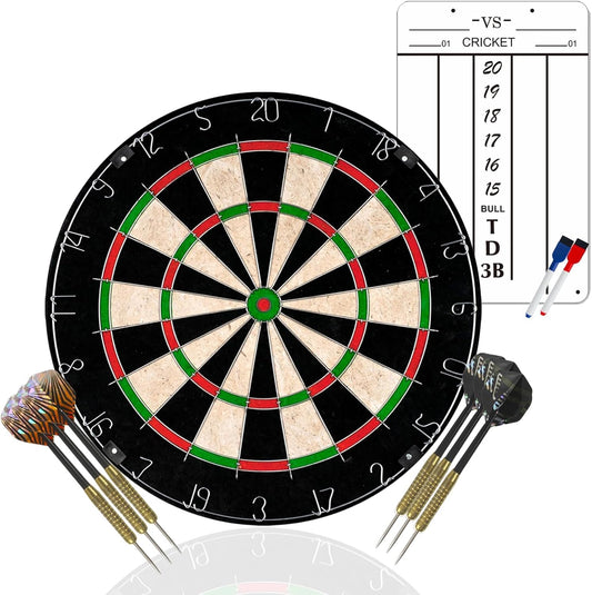 Regulation Bristle Dart Board Set: 45' High-Grade Compressed Sisal Dart Boards for Adults W/Print Numbers & Staple-Free Bullseye, Dartboard Set for Family Party/Room/Bar/Garage