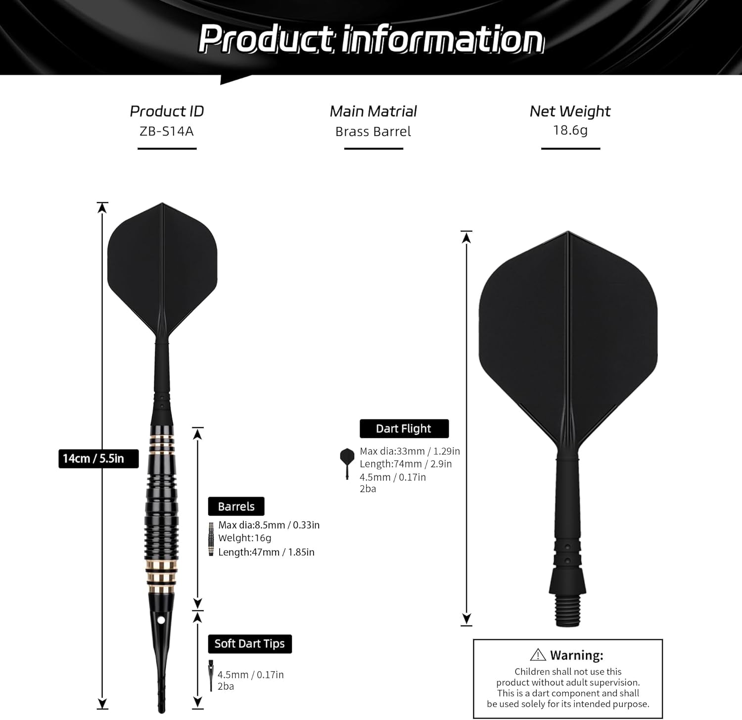 Professional Soft Tip Darts Set 18 Grams with 30 Extra Dart Tips and Gift Storage Box,Darts Plastic Tip