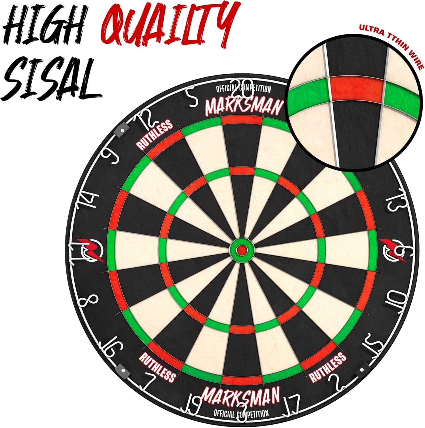 Marksman Dart Board | Professional Level Ultra Thin Wire Sisal Dartboard for Steel Tip Darts (DB072)