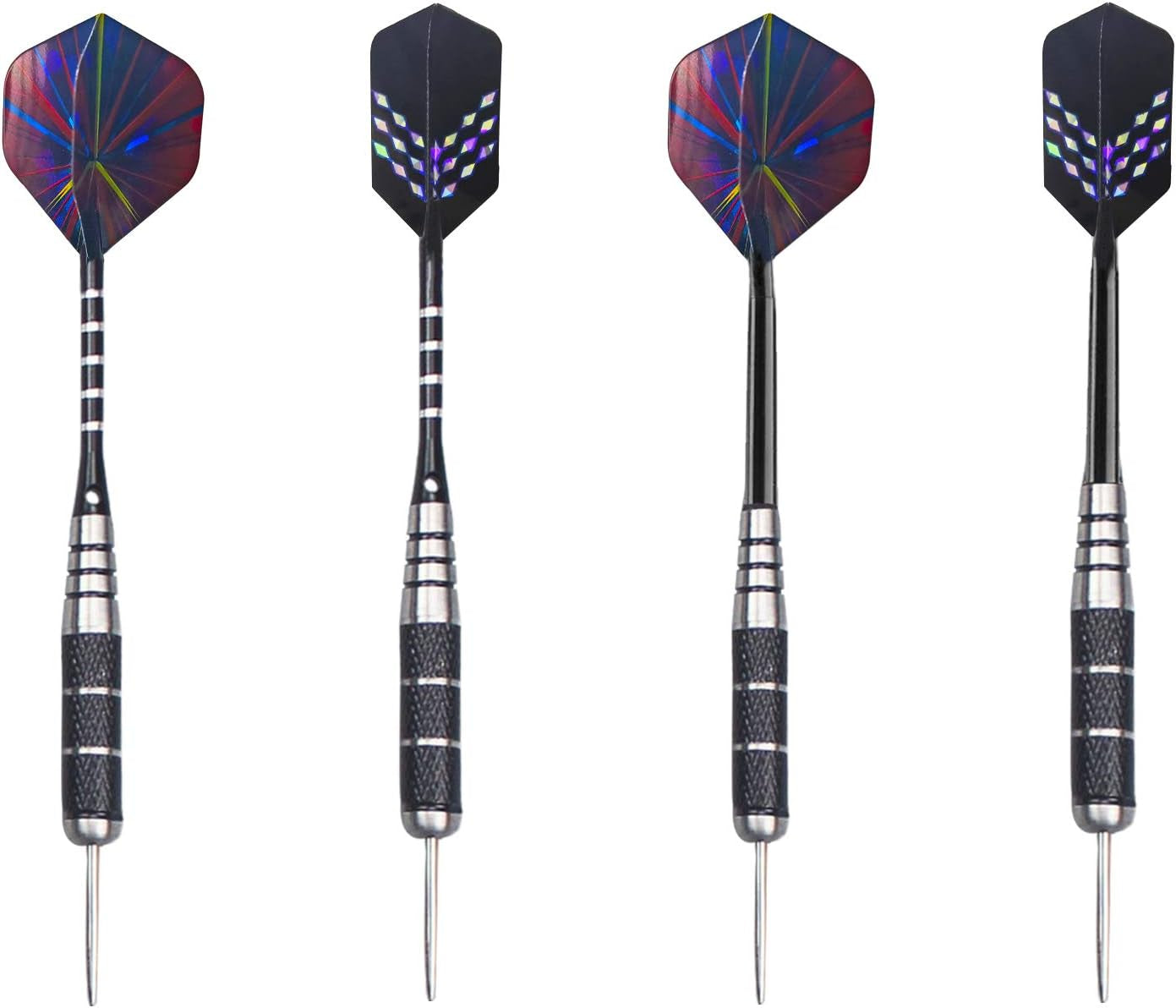 Steel Tip Darts Set 12 Pack 22 Grams with Nonslip Iron Barrel Aluminum Dart Shafts 2 Style Flights and Darts Sharpener, Gift Box