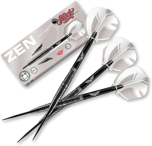 Darts Zen Satori Steel Tip Dart Set Center Weighted 90% Tungsten Barrels