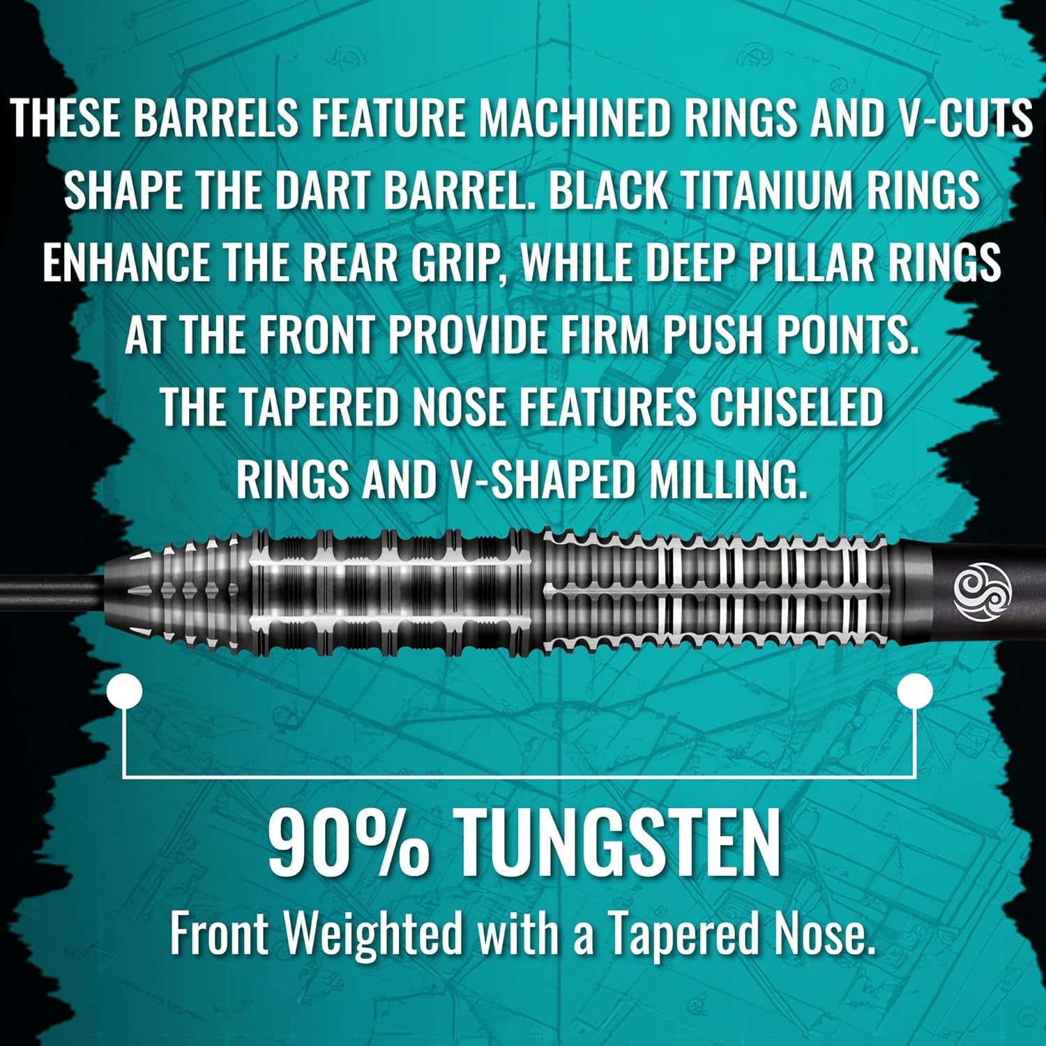Gnarly Rippah Steel Tip Dart Set-90% Tungsten Dart Barrels, Front Weighted, Professional Darts for Bristle Dartboard