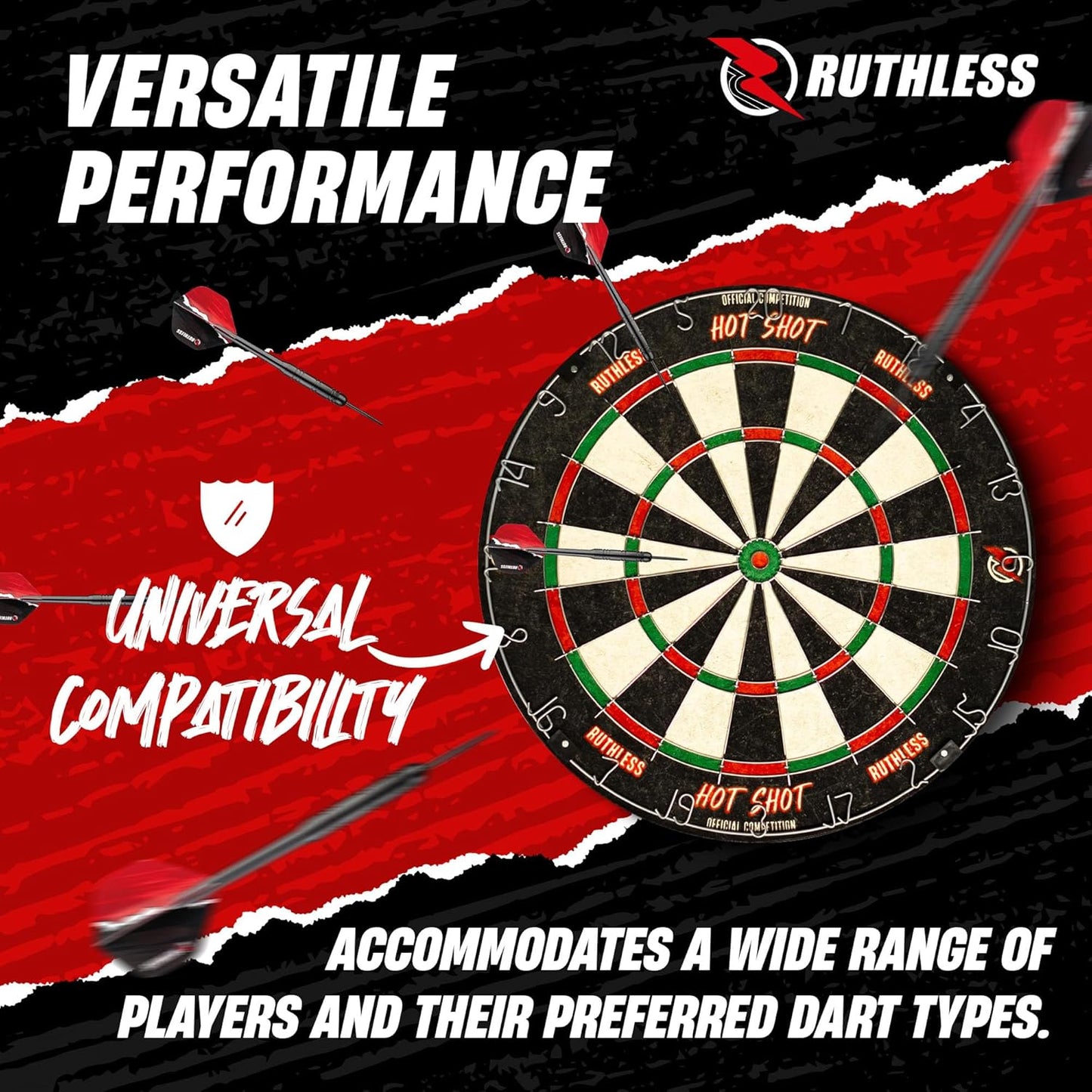Hot Shot Dart Board | Endurance round Wire Sisal Dartboard Set Including 2 Sets of Steel Tip Darts