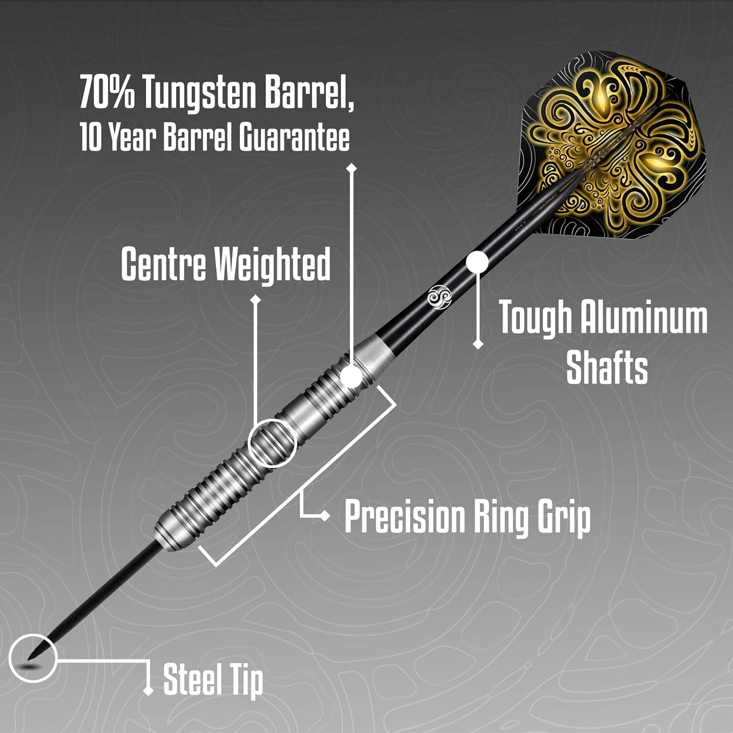 Shot Darts Steel Tip, TOA (23G / 24G) 70% Tungsten Barrels Pro Throwing Darts for Maximum Aerodynamics Handcrafted Professional Dart Set and Flights Made in New Zealand Metal Tip Bar Darts for Adults