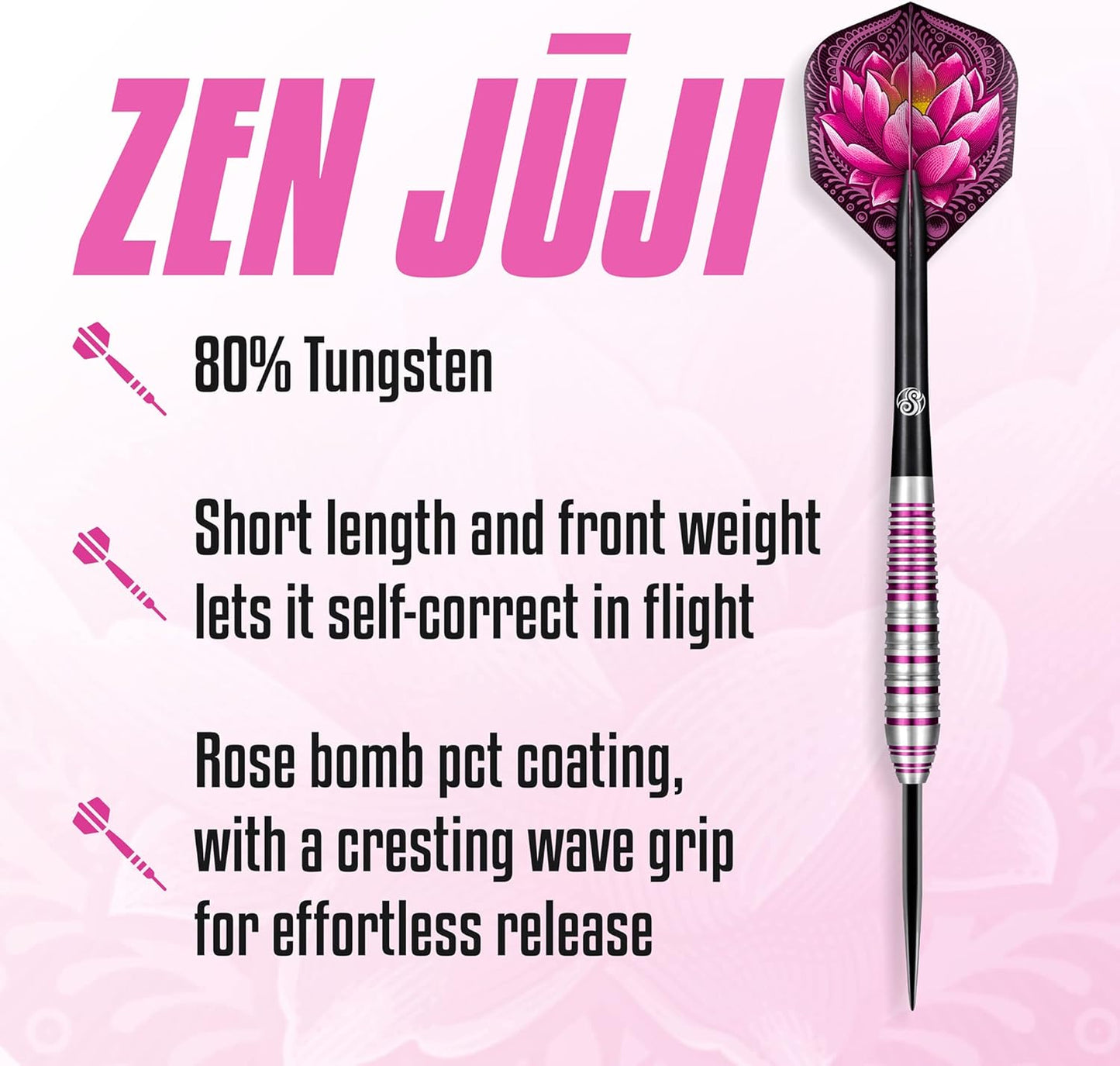 Zen Zuji Steel Tip Dart Set 80% Tungsten Pro Throwing Darts Steel Tip Set Professional – Made in New Zealand – Designed Dart Flights for Women & Men – Metal Tip Bar Darts for Adults