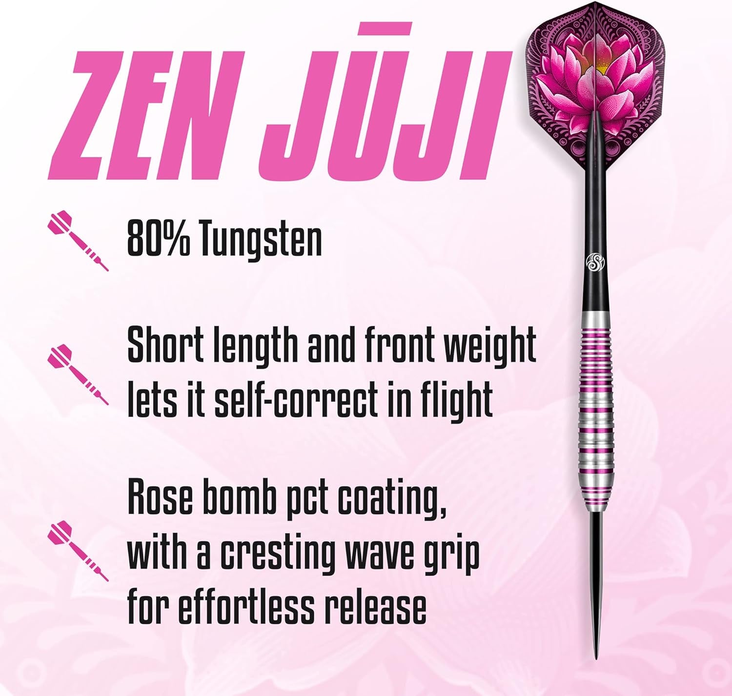 Zen Zuji Steel Tip Dart Set 80% Tungsten Pro Throwing Darts Steel Tip Set Professional – Made in New Zealand – Designed Dart Flights for Women & Men – Metal Tip Bar Darts for Adults